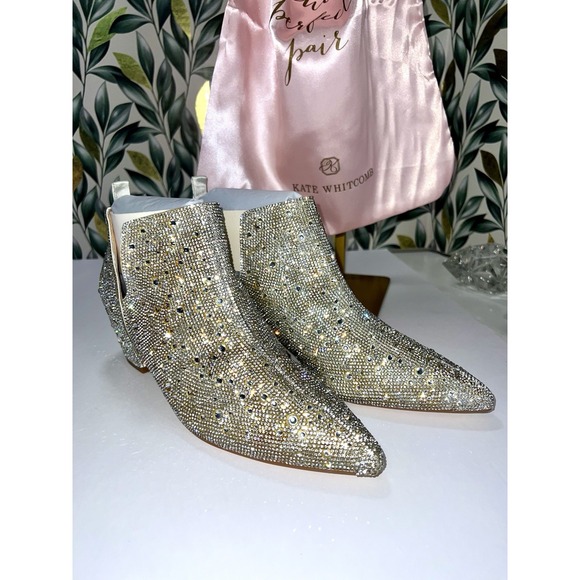 Shoes - Kate‎ Whitcomb Wedding Shoes 8 Rhinestone Bootie Boot Brit Western Rodeo Bling